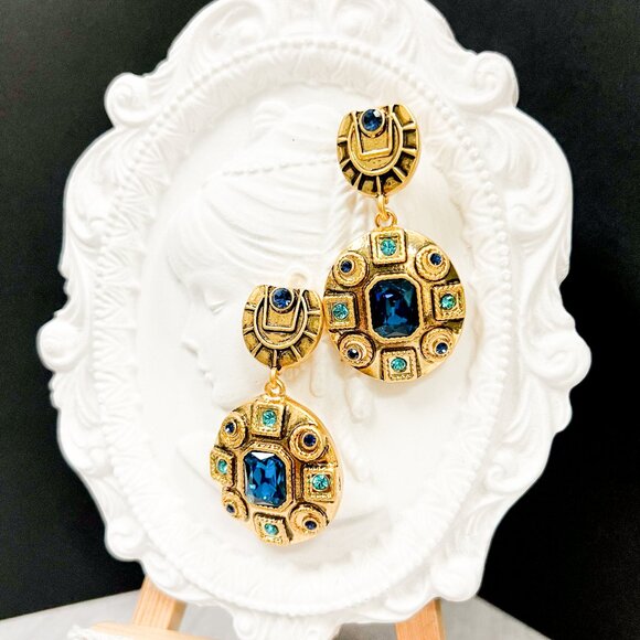 Blue Crystal Earrings, Bridal Crystal Earrings, Bridesmaids Crystal Earrings - Picture 8 of 11